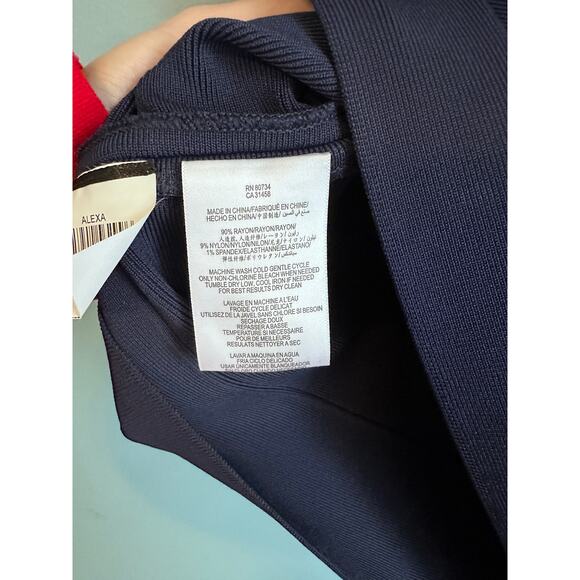 BCBGMAXAZRIA Navy Blue Bandage Pencil Knee Length Skirt - Picture 2 of 4